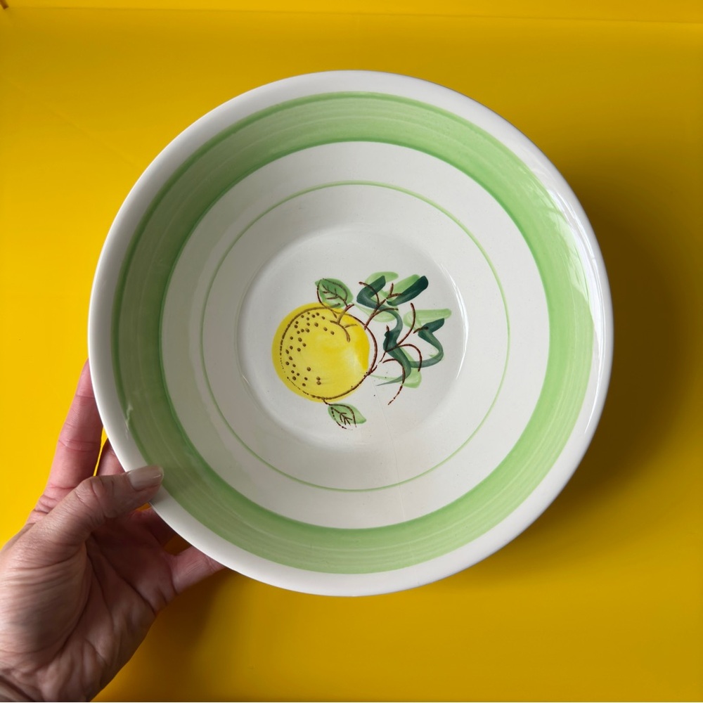 Vintage Hand Painted Ironstone Hankook Korean Large Bowl Fruit Lemon Bowl BROKEN